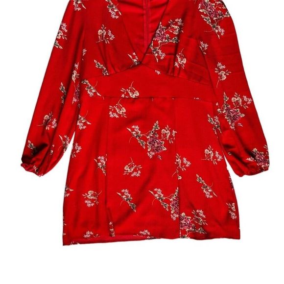 Fashion Nova Land of Make Believe Floral Flare Dress Plus Size 2X Red - Picture 7 of 12